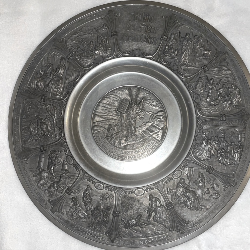 Ten Commandments Pewter Wall Plate